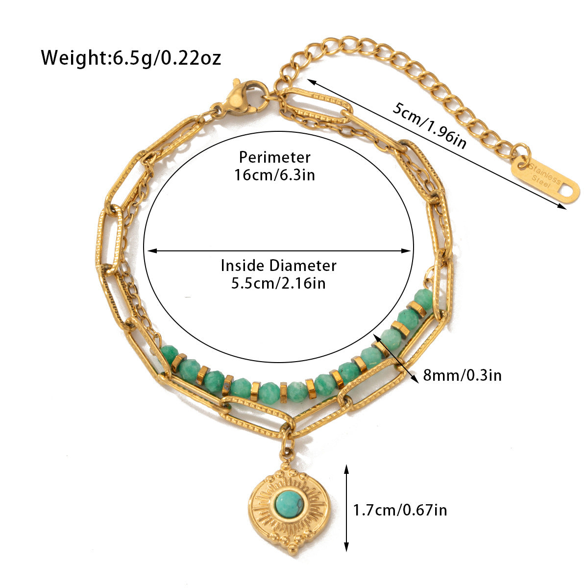 Natural Stone Beaded Bracelet